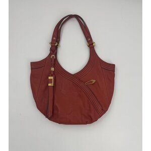 Oryany Tracy Double handle Italian Leather Shoulder Hobo Bag With Gold Hardware